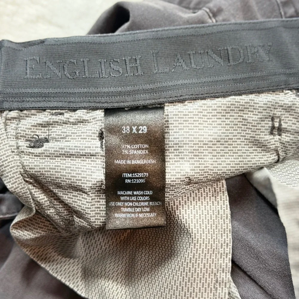 English Laundry Pants Mens 38x29 Charcoal‎ Grey Good Stretch 5-Pocket Chino